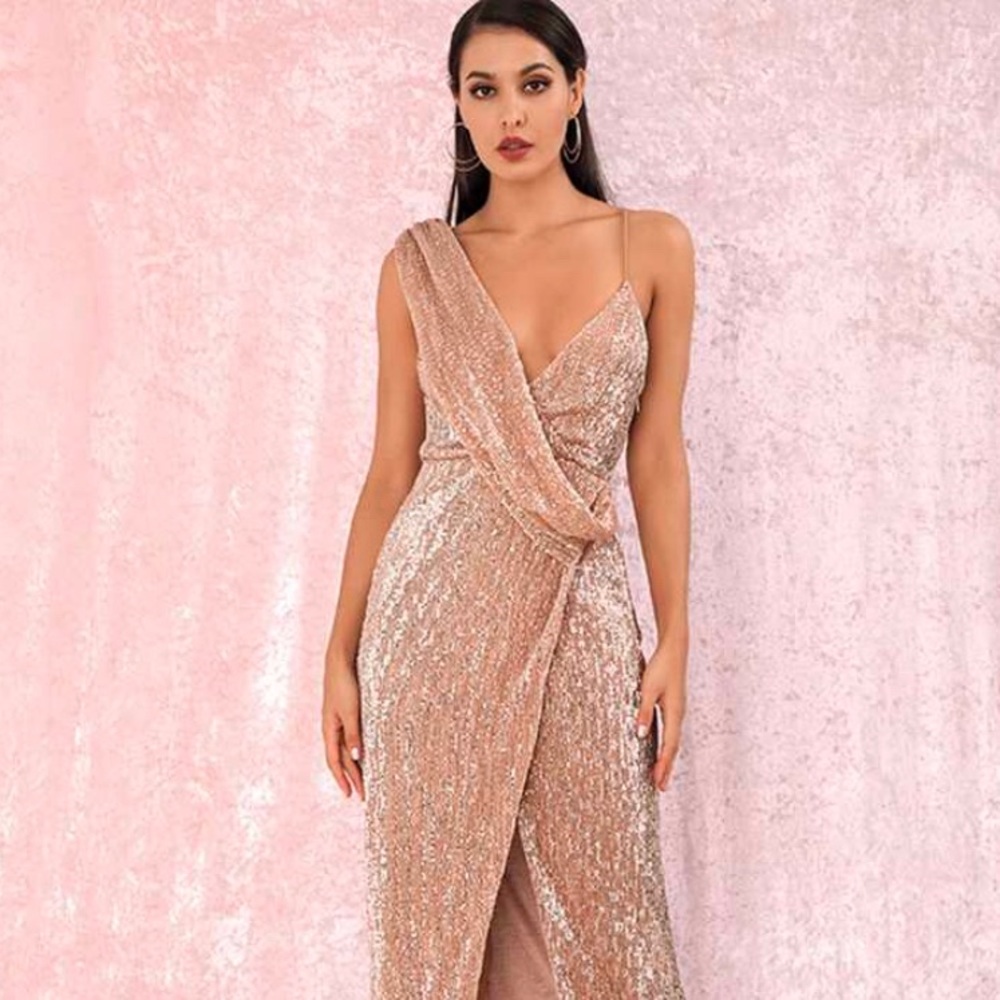 Sparkling Champagne Evening Gown